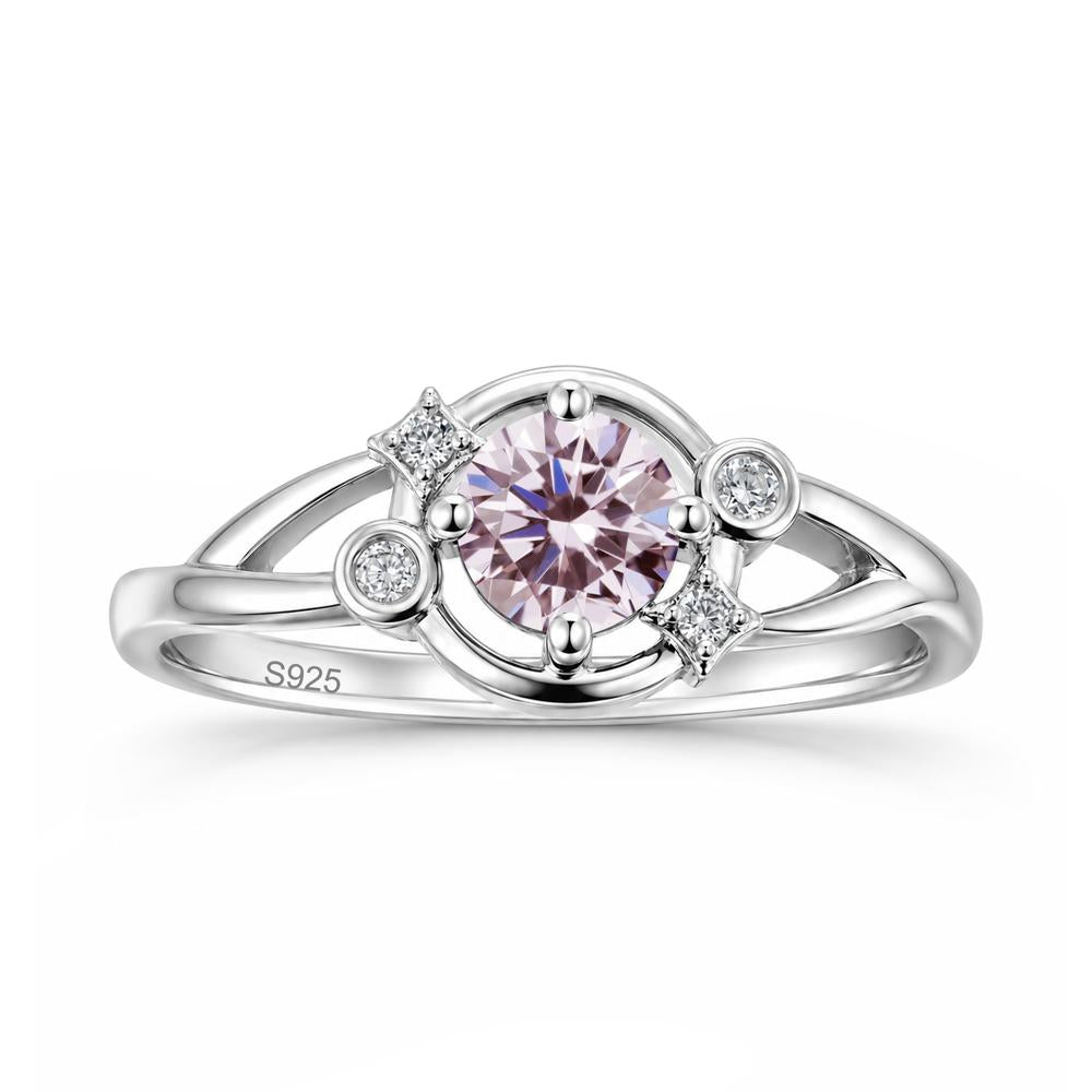 Round Cut Aquamarine Star Celestial Ring - LUO Jewelry #gemstone_Pink Cubic Zirconia