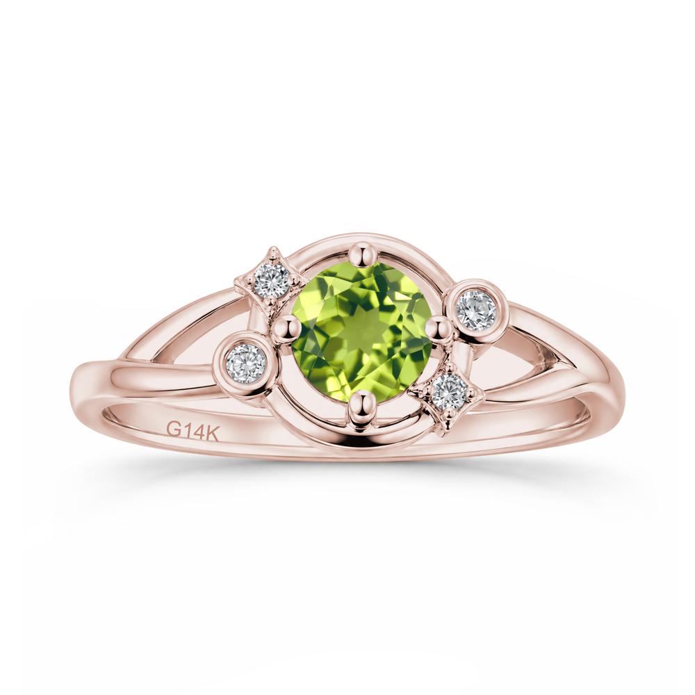 Round Cut Aquamarine Star Celestial Ring - LUO Jewelry #gemstone_Peridot