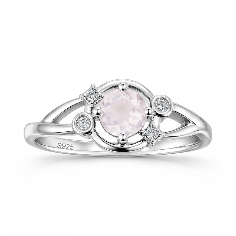 Round Cut Aquamarine Star Celestial Ring - LUO Jewelry #gemstone_Rose Quartz