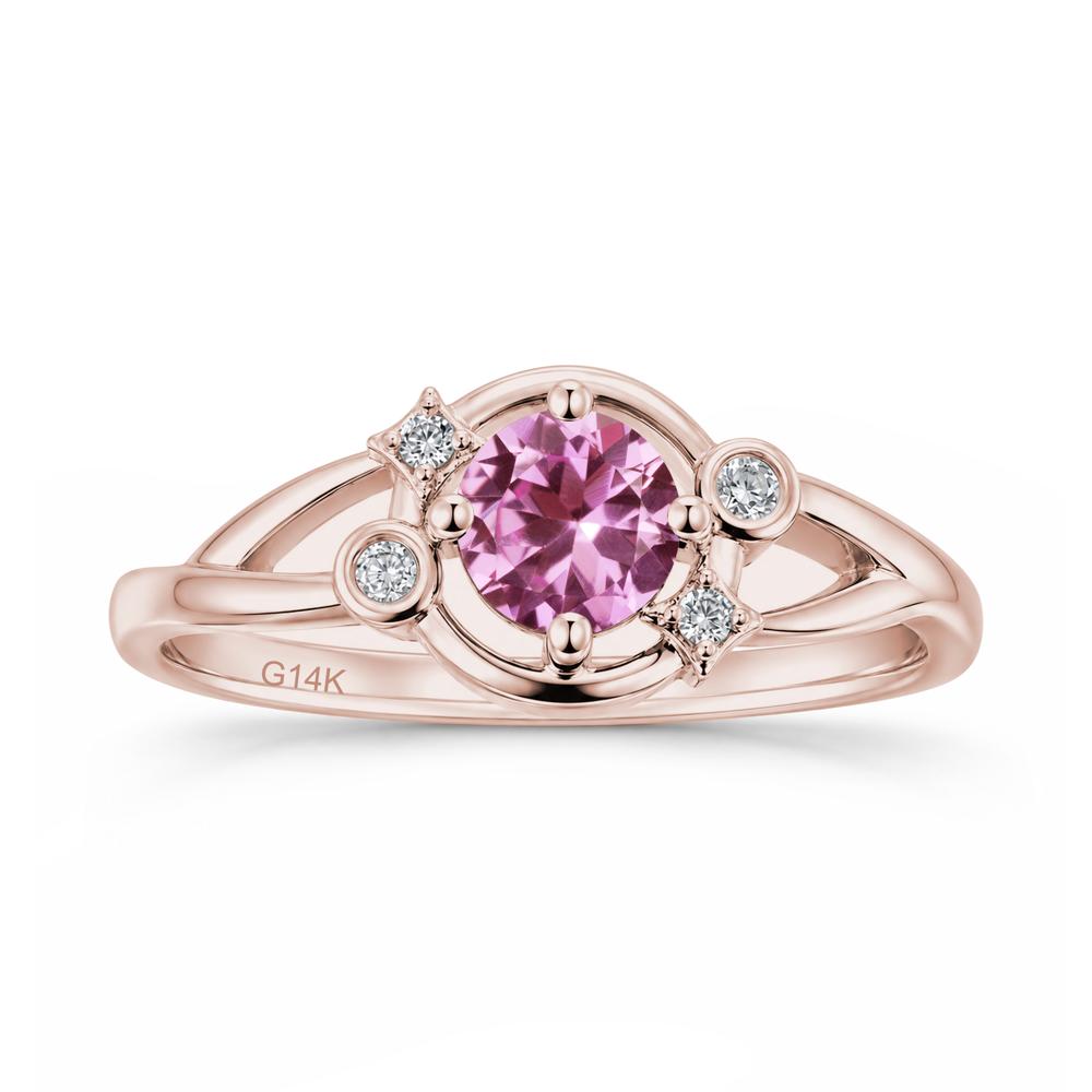 Round Cut Aquamarine Star Celestial Ring - LUO Jewelry #gemstone_Pink Sapphire