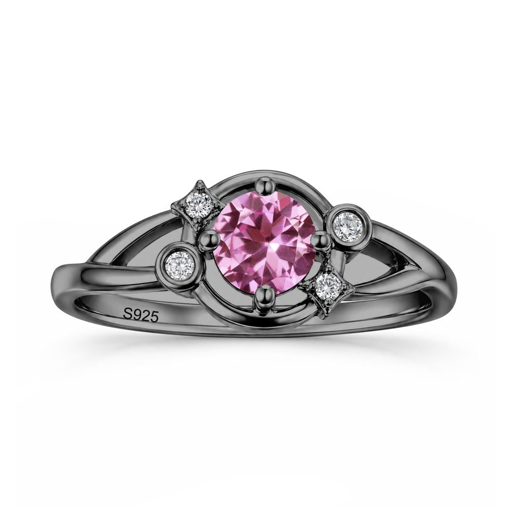 Round Cut Aquamarine Star Celestial Ring - LUO Jewelry #gemstone_Pink Sapphire