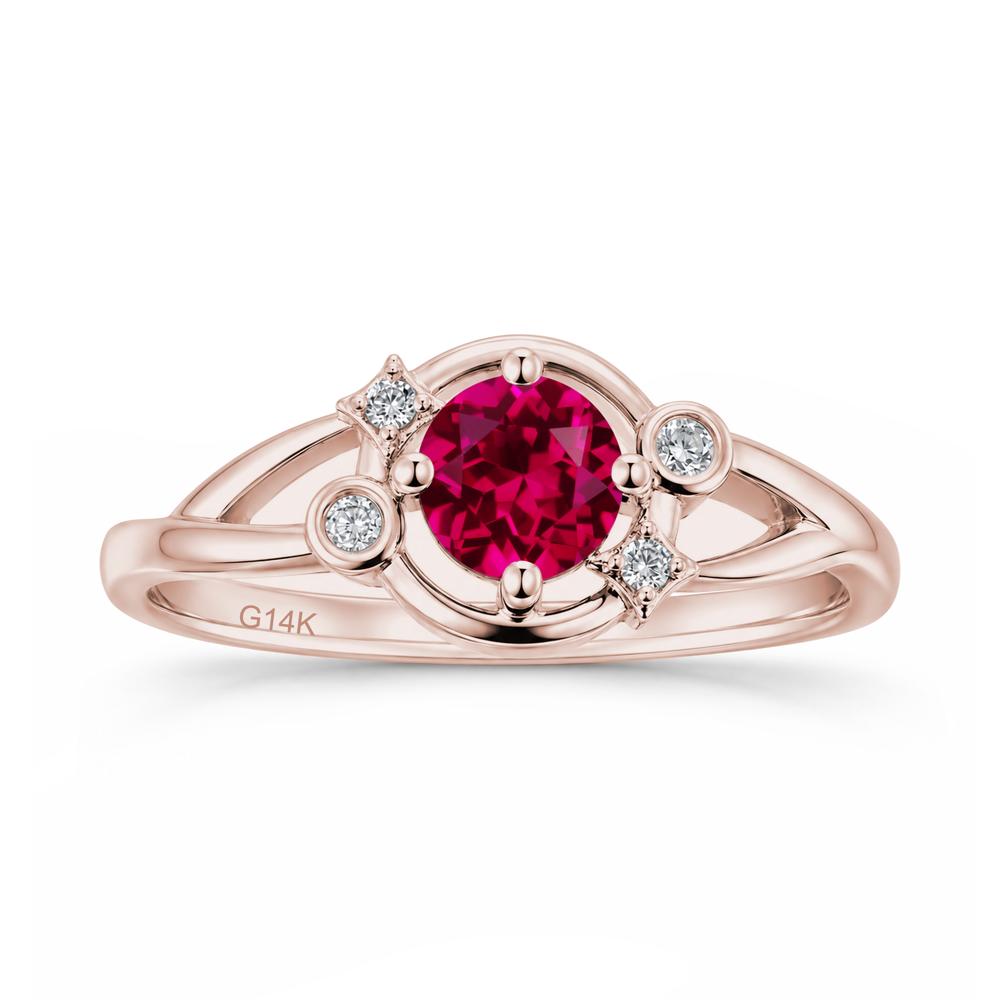 Round Cut Aquamarine Star Celestial Ring - LUO Jewelry #gemstone_Ruby