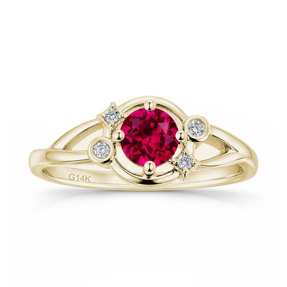 Round Cut Aquamarine Star Celestial Ring - LUO Jewelry #gemstone_Ruby