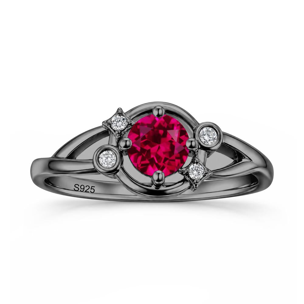 Round Cut Aquamarine Star Celestial Ring - LUO Jewelry #gemstone_Ruby