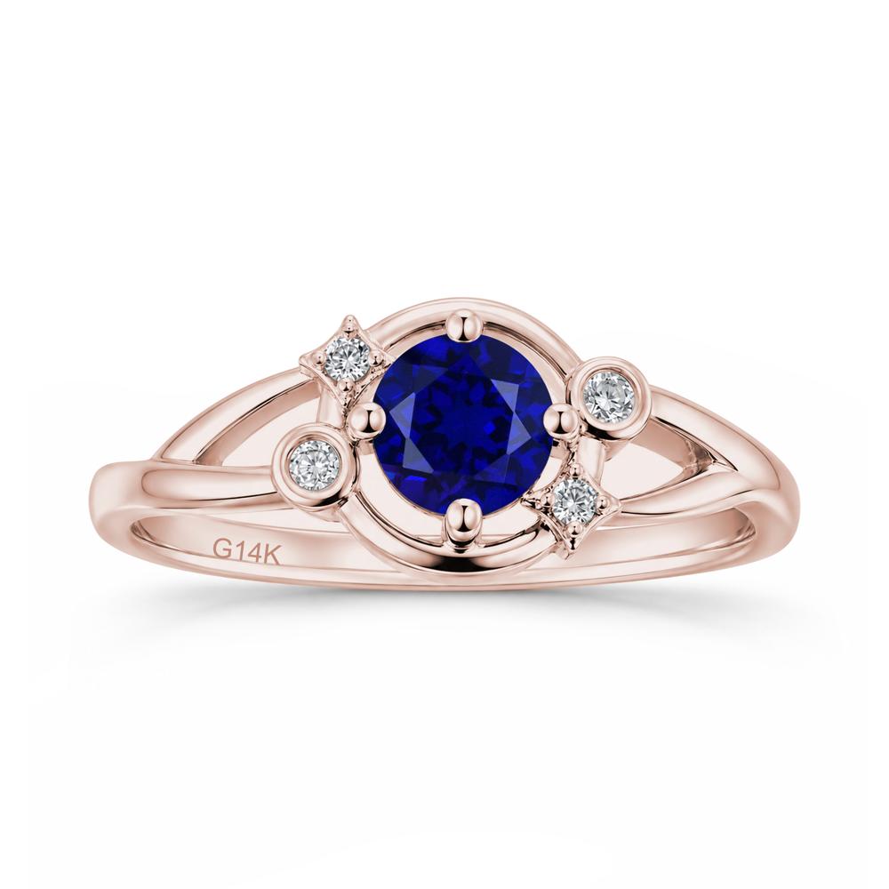 Round Cut Aquamarine Star Celestial Ring - LUO Jewelry #gemstone_Sapphire