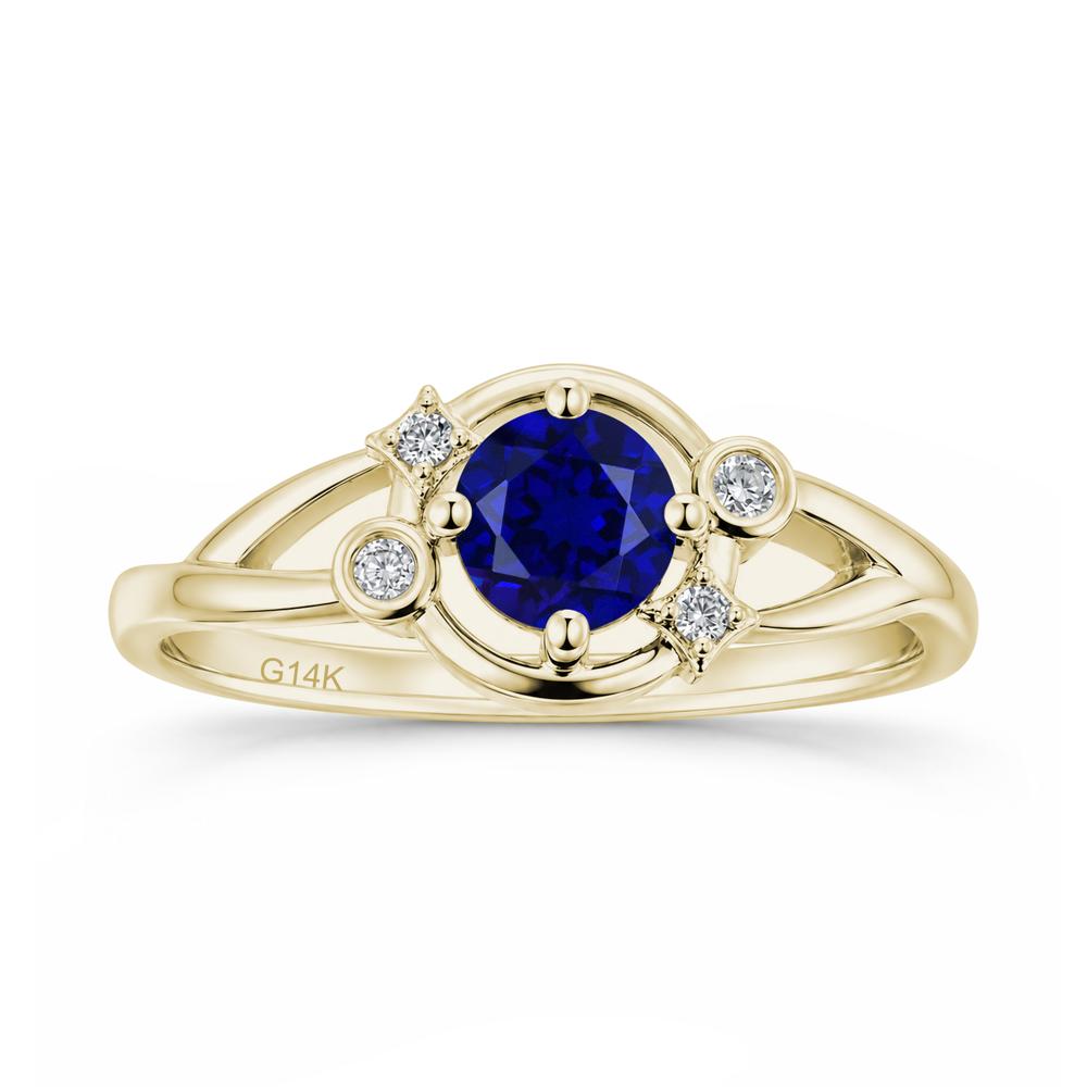 Round Cut Aquamarine Star Celestial Ring - LUO Jewelry #gemstone_Sapphire
