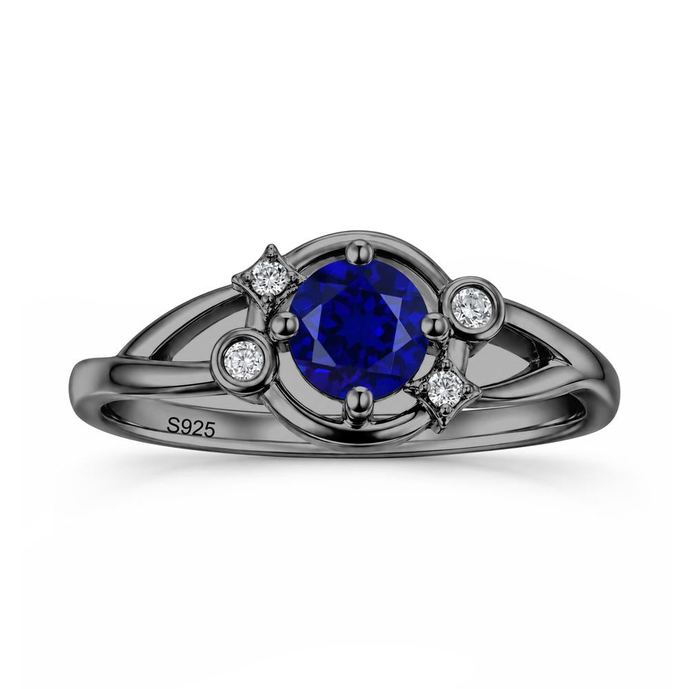 Round Cut Aquamarine Star Celestial Ring - LUO Jewelry #gemstone_Sapphire