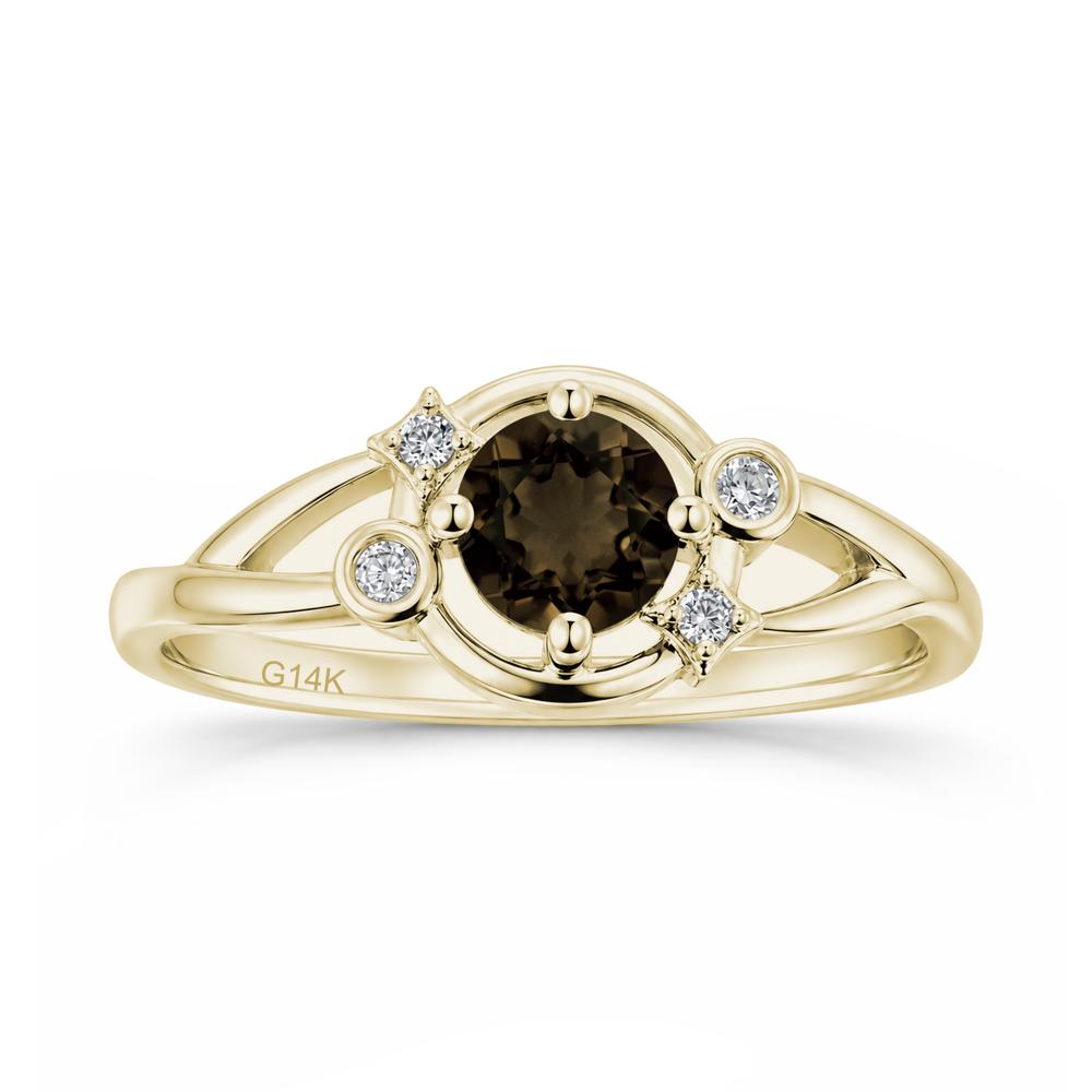 Round Cut Aquamarine Star Celestial Ring - LUO Jewelry #gemstone_Smoky Quartz