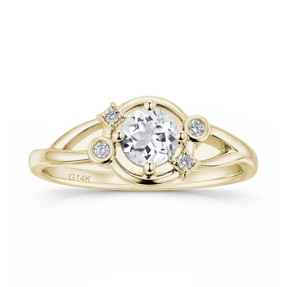 Round Cut Aquamarine Star Celestial Ring - LUO Jewelry #gemstone_White Topaz
