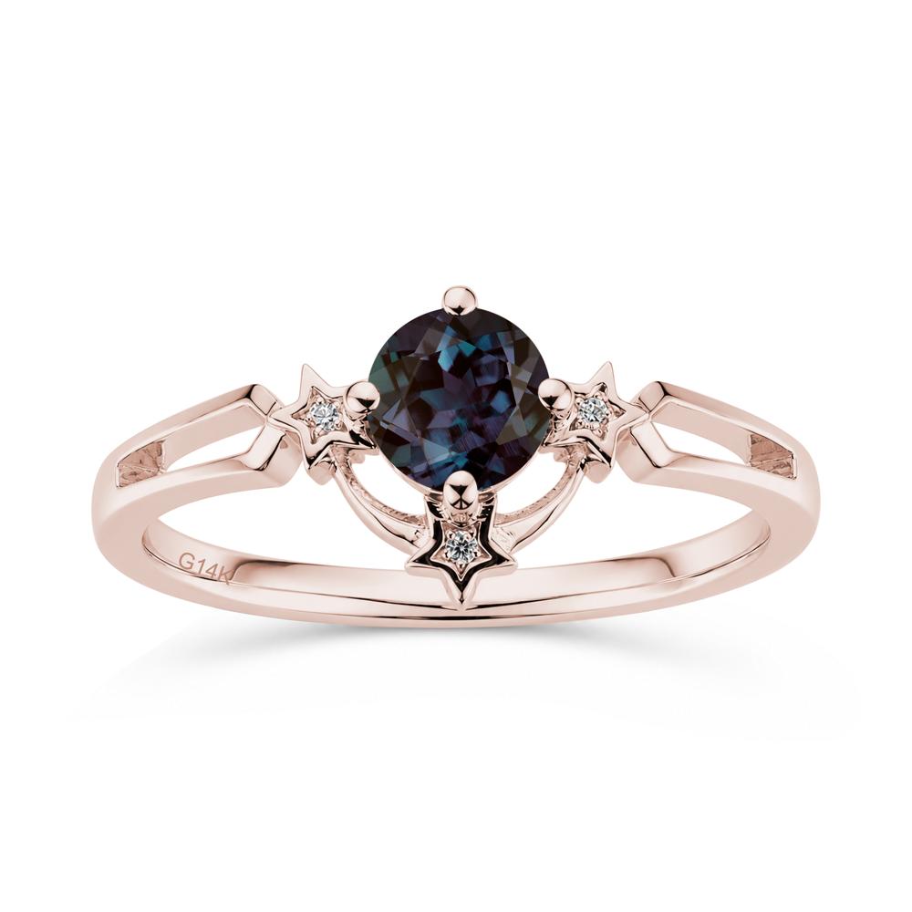Round Cut Pink Sapphire Star Proposal Ring - LUO Jewelry #gemstone_Alexandrite