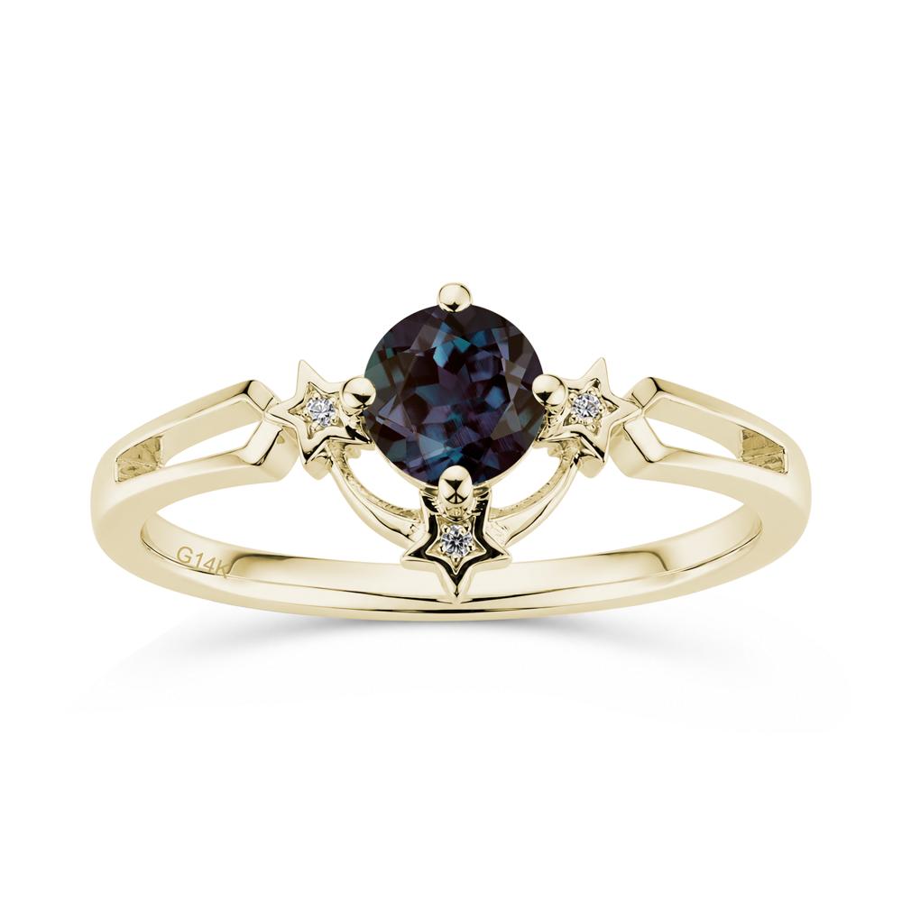 Round Cut Pink Sapphire Star Proposal Ring - LUO Jewelry #gemstone_Alexandrite