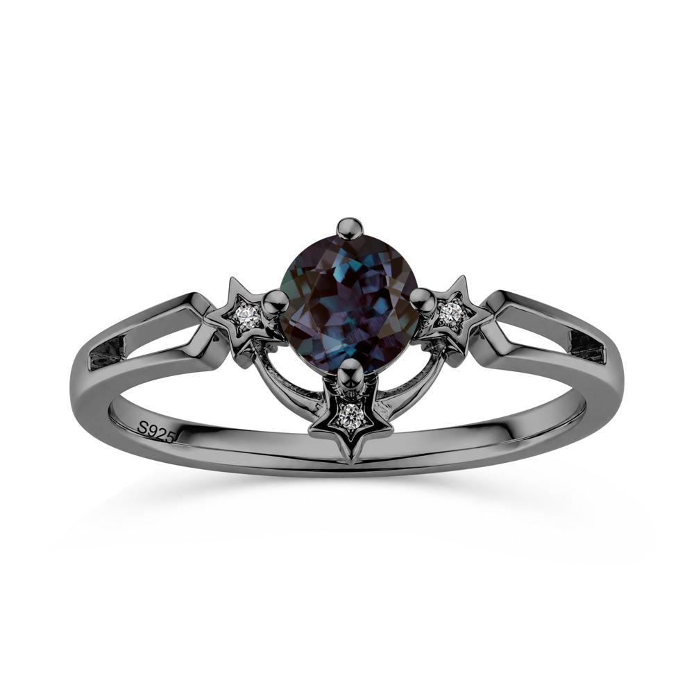 Round Cut Pink Sapphire Star Proposal Ring - LUO Jewelry #gemstone_Alexandrite