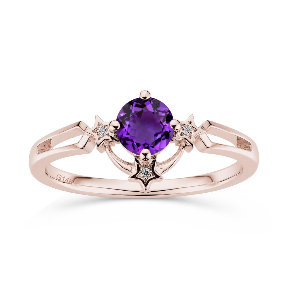 Round Cut Pink Sapphire Star Proposal Ring - LUO Jewelry #gemstone_Amethyst