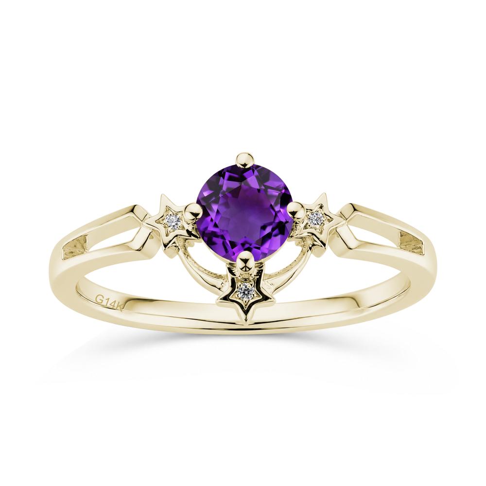 Round Cut Pink Sapphire Star Proposal Ring - LUO Jewelry #gemstone_Amethyst