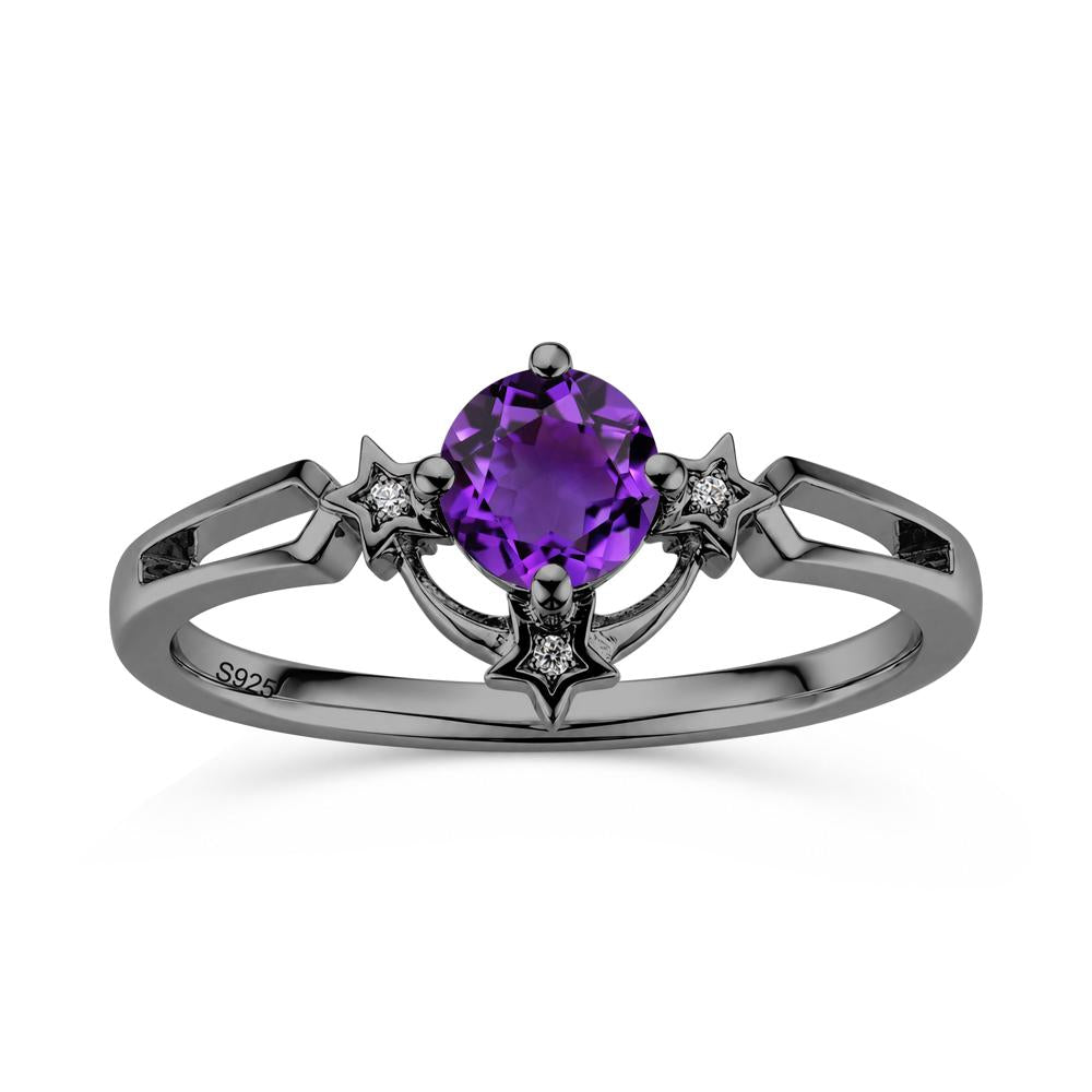 Round Cut Pink Sapphire Star Proposal Ring - LUO Jewelry #gemstone_Amethyst
