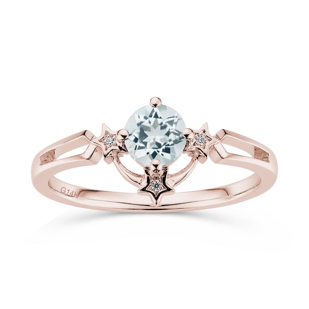 Round Cut Pink Sapphire Star Proposal Ring - LUO Jewelry #gemstone_Aquamarine