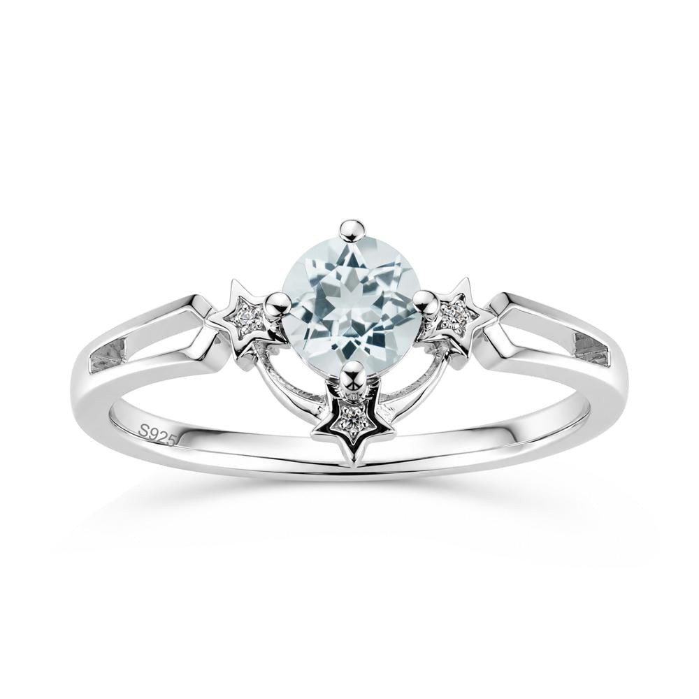 Round Cut Pink Sapphire Star Proposal Ring - LUO Jewelry #gemstone_Aquamarine