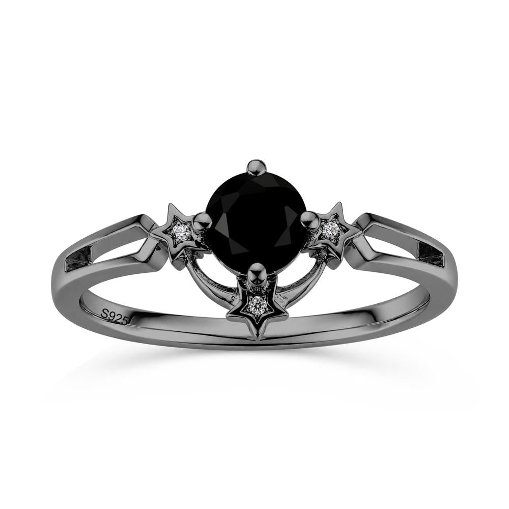 Round Cut Pink Sapphire Star Proposal Ring - LUO Jewelry #gemstone_Black Spinel