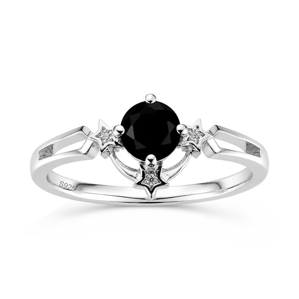 Round Cut Pink Sapphire Star Proposal Ring - LUO Jewelry #gemstone_Black Spinel