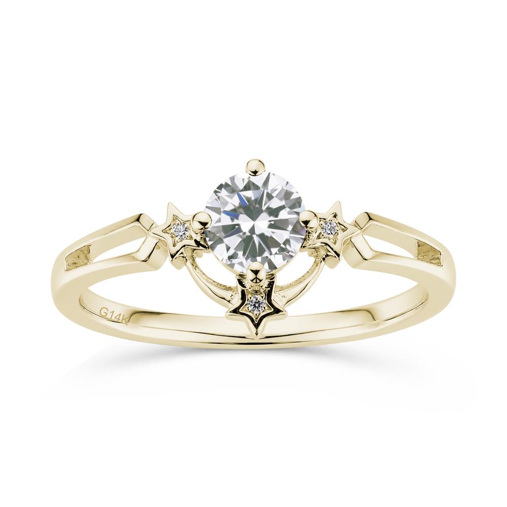 Round Cut Pink Sapphire Star Proposal Ring - LUO Jewelry #gemstone_Cubic Zirconia