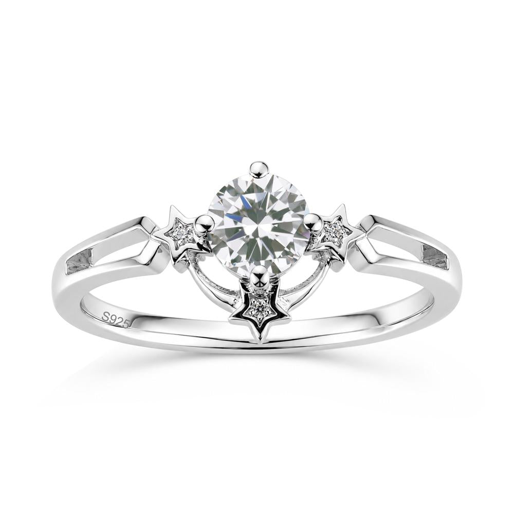 Round Cut Pink Sapphire Star Proposal Ring - LUO Jewelry #gemstone_Cubic Zirconia
