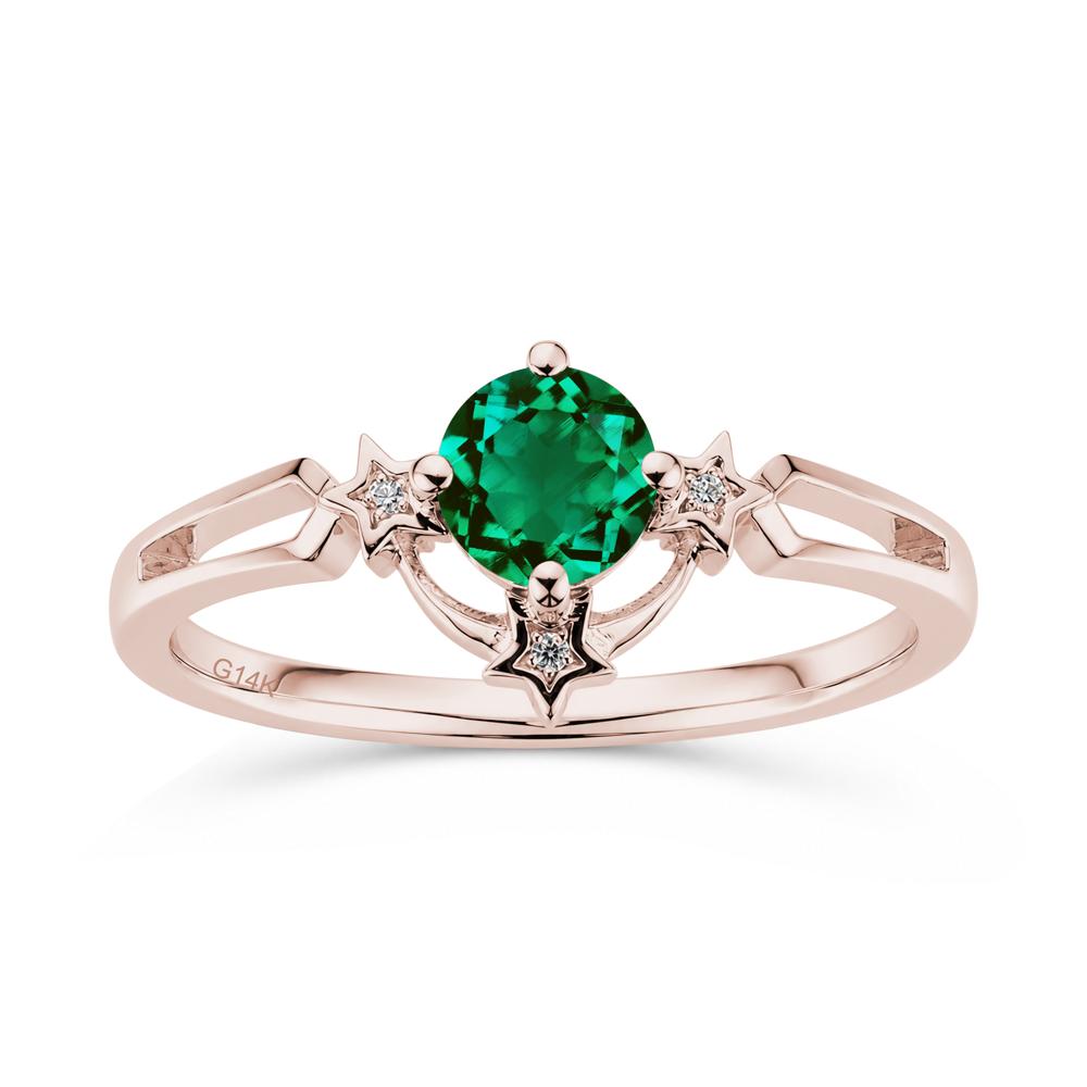 Round Cut Pink Sapphire Star Proposal Ring - LUO Jewelry #gemstone_Emerald