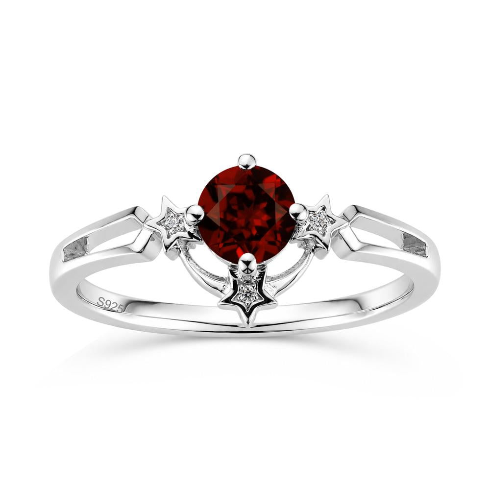 Round Cut Pink Sapphire Star Proposal Ring - LUO Jewelry #gemstone_Garnet