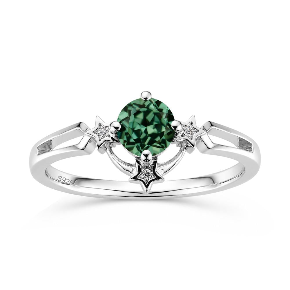 Round Cut Pink Sapphire Star Proposal Ring - LUO Jewelry #gemstone_Green Sapphire