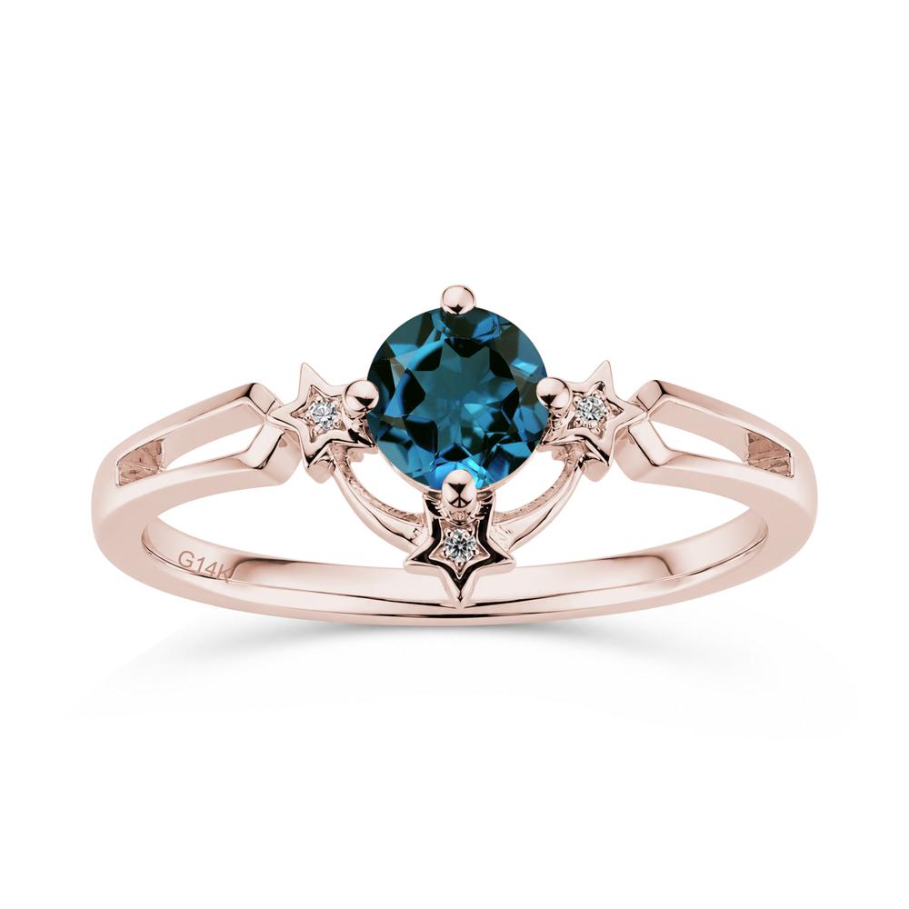 Round Cut Pink Sapphire Star Proposal Ring - LUO Jewelry #gemstone_London Blue Topaz