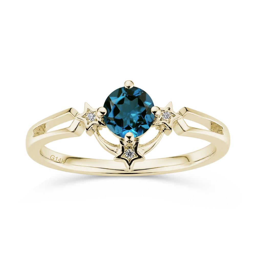 Round Cut Pink Sapphire Star Proposal Ring - LUO Jewelry #gemstone_London Blue Topaz