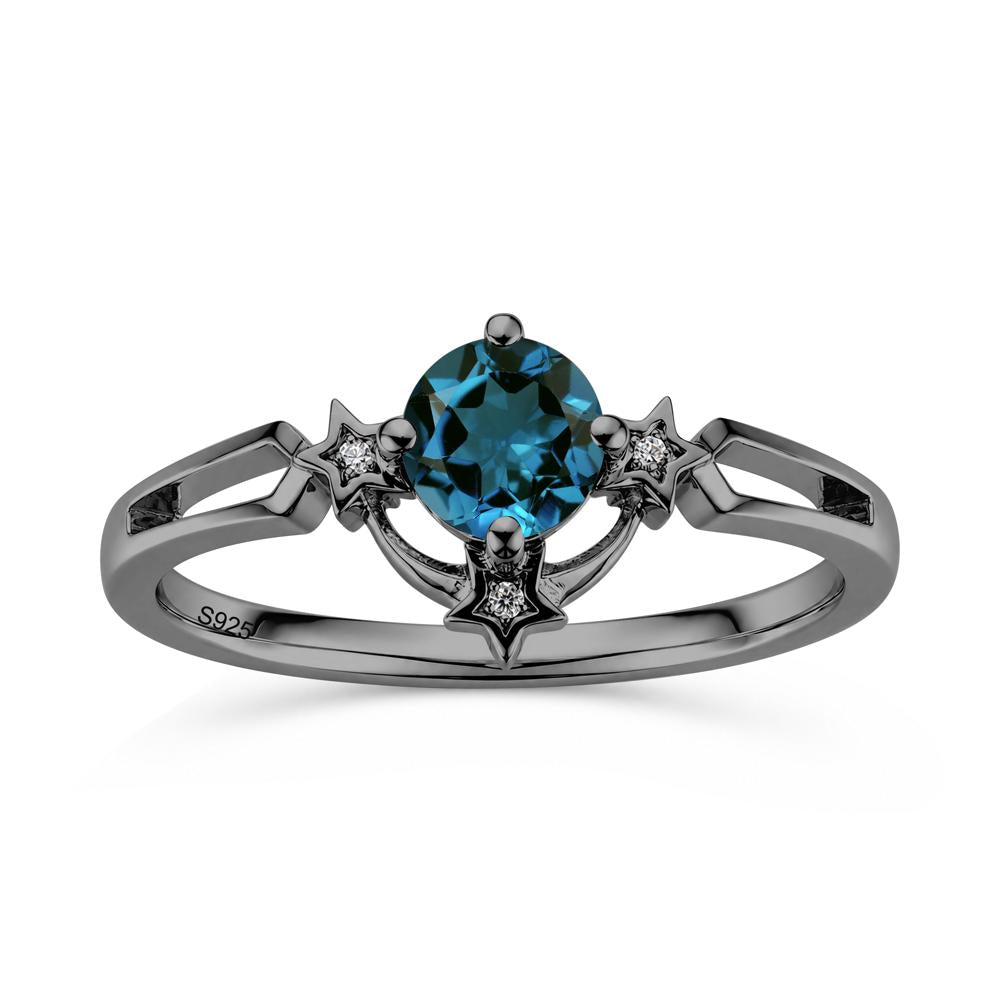 Round Cut Pink Sapphire Star Proposal Ring - LUO Jewelry #gemstone_London Blue Topaz