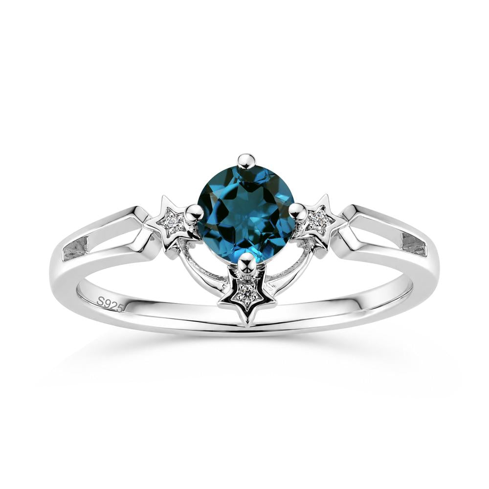 Round Cut Pink Sapphire Star Proposal Ring - LUO Jewelry #gemstone_London Blue Topaz