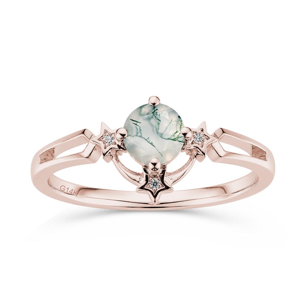 Round Cut Pink Sapphire Star Proposal Ring - LUO Jewelry #gemstone_Moss Agate