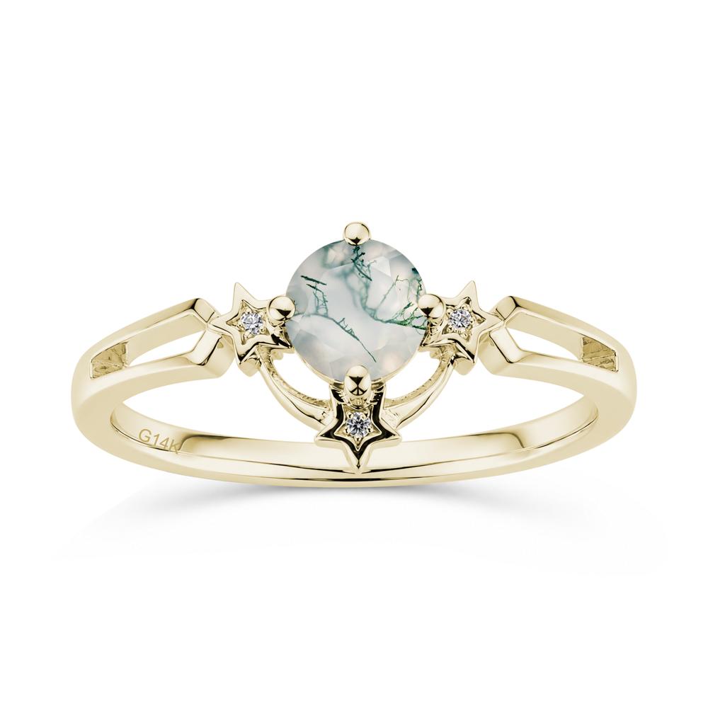 Round Cut Pink Sapphire Star Proposal Ring - LUO Jewelry #gemstone_Moss Agate