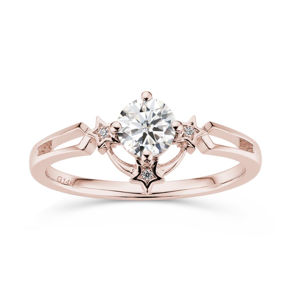 Round Cut Pink Sapphire Star Proposal Ring - LUO Jewelry #gemstone_Moissanite