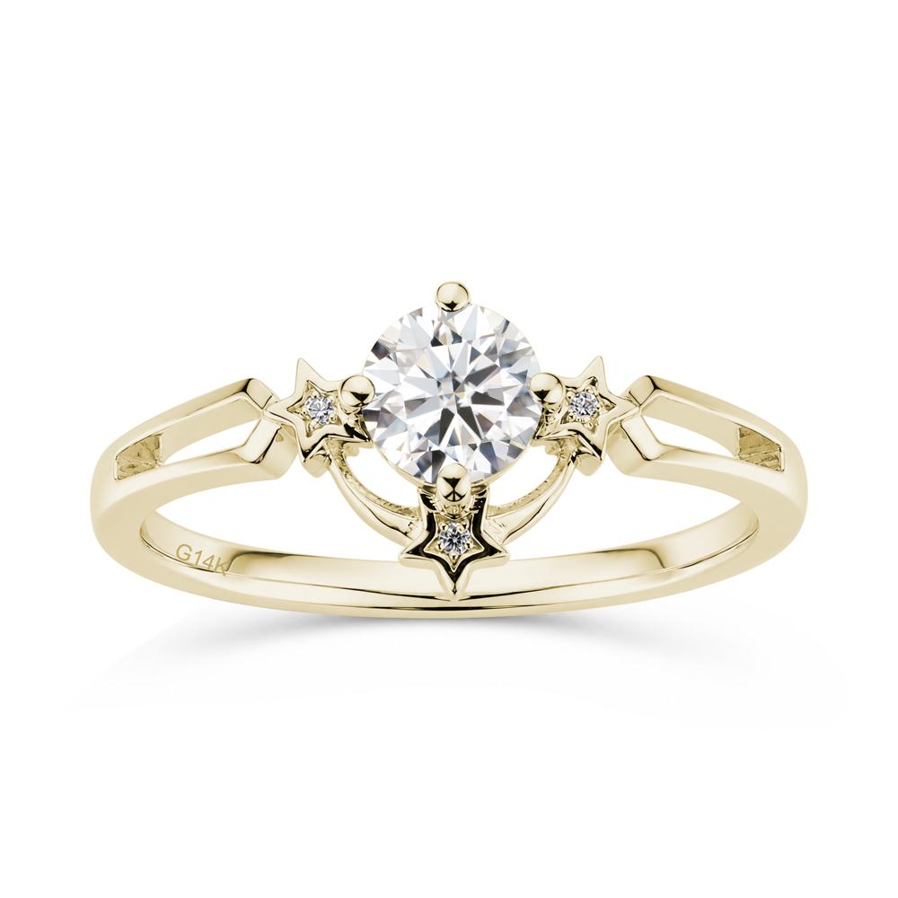 Round Cut Pink Sapphire Star Proposal Ring - LUO Jewelry #gemstone_Moissanite