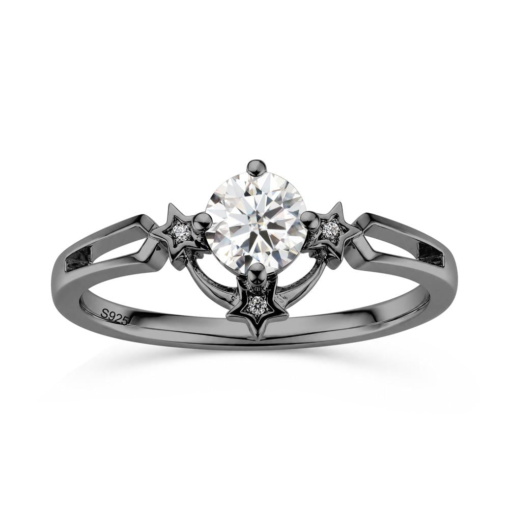 Round Cut Pink Sapphire Star Proposal Ring - LUO Jewelry #gemstone_Moissanite