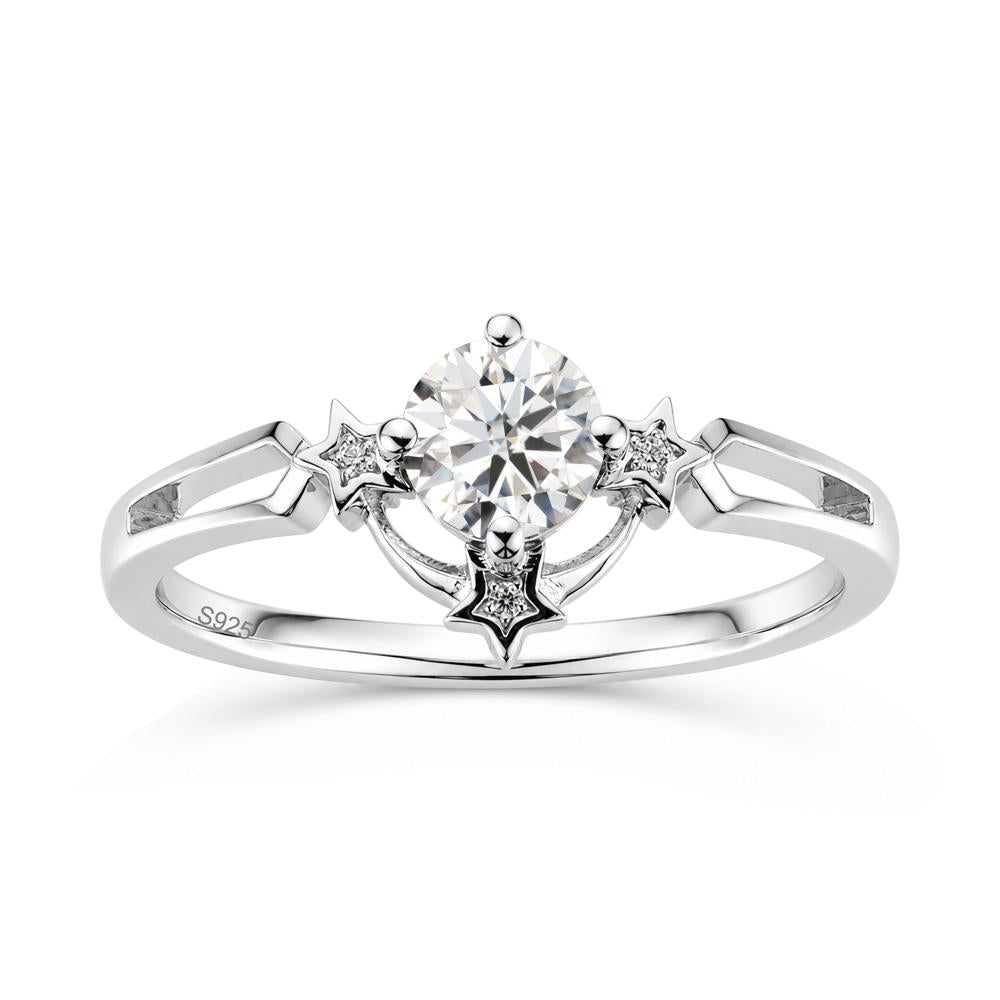 Round Cut Pink Sapphire Star Proposal Ring - LUO Jewelry #gemstone_Moissanite
