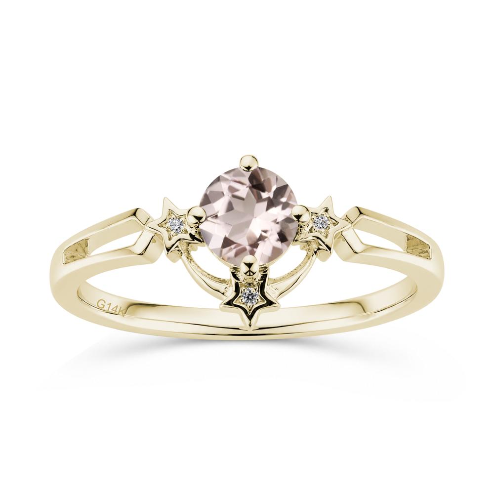 Round Cut Pink Sapphire Star Proposal Ring - LUO Jewelry #gemstone_Morganite