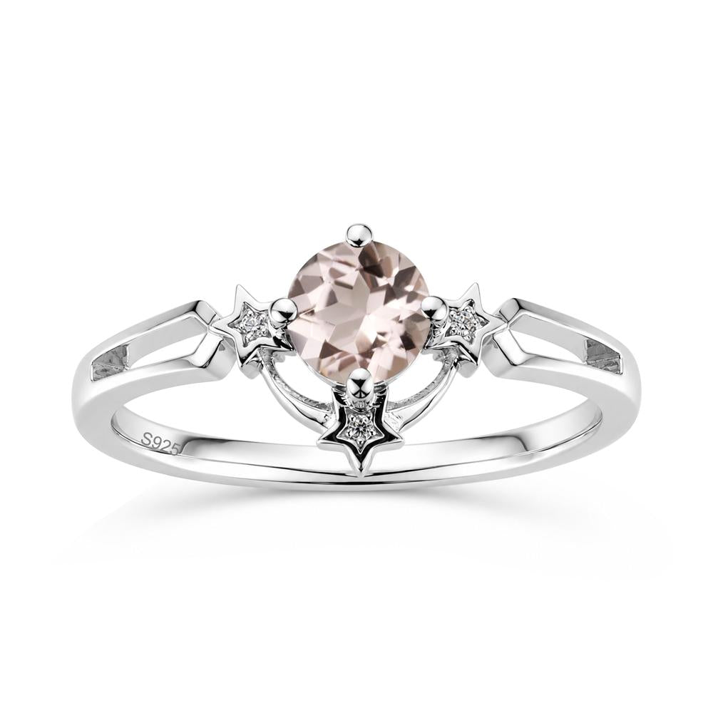 Round Cut Pink Sapphire Star Proposal Ring - LUO Jewelry #gemstone_Morganite