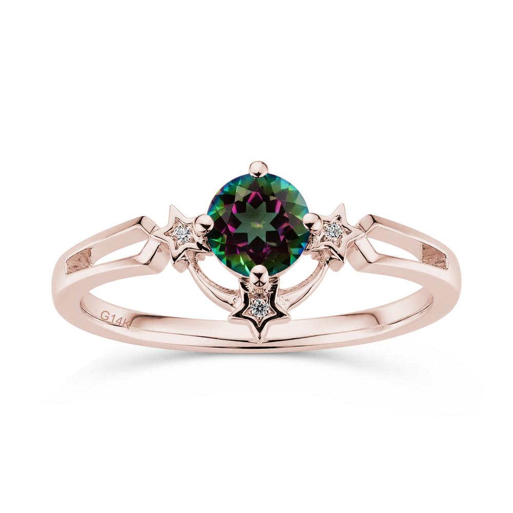 Round Cut Pink Sapphire Star Proposal Ring - LUO Jewelry #gemstone_Mystic Topaz