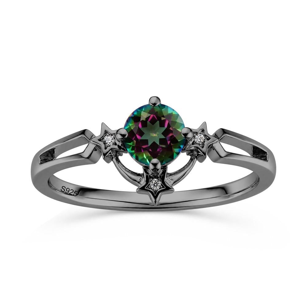 Round Cut Pink Sapphire Star Proposal Ring - LUO Jewelry #gemstone_Mystic Topaz