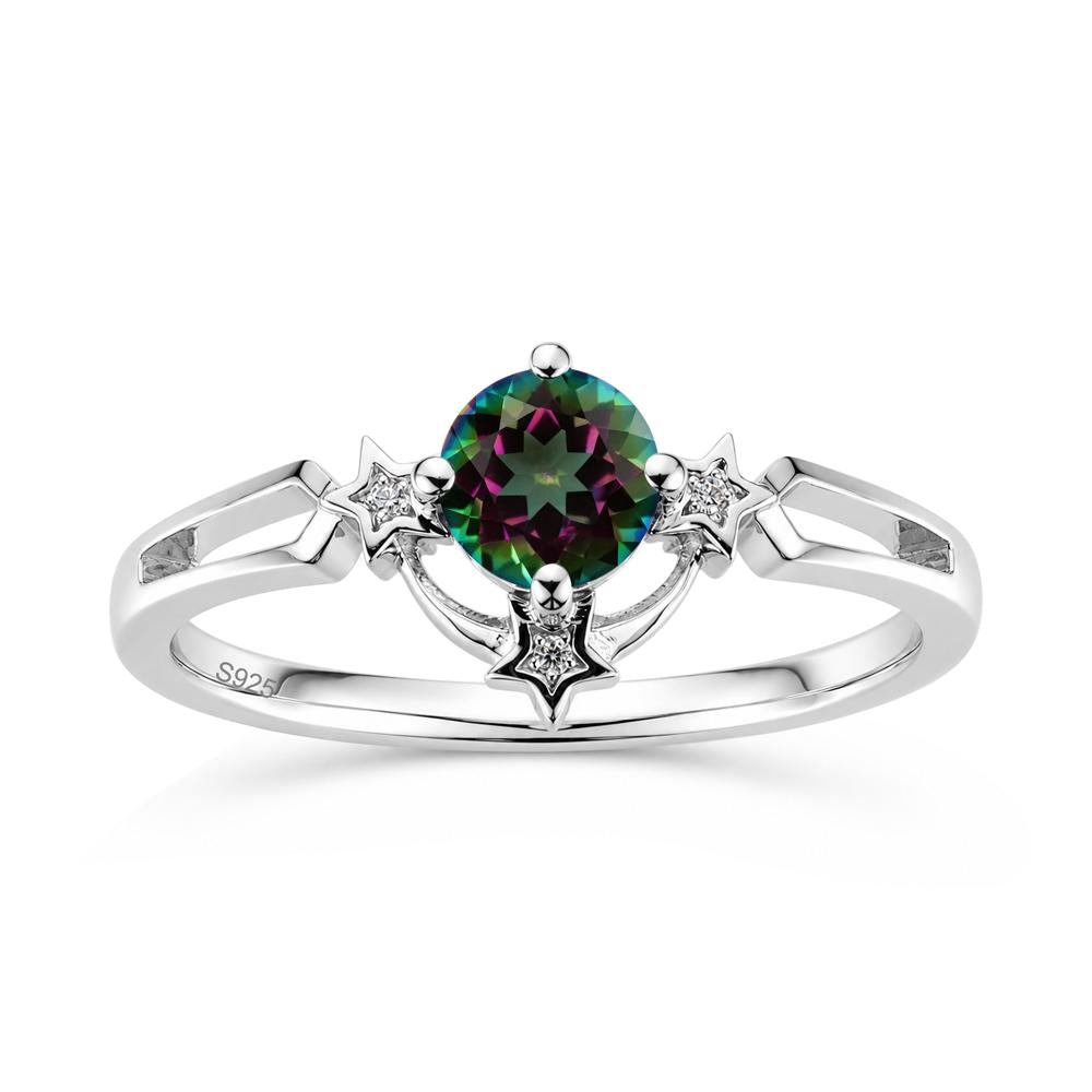 Round Cut Pink Sapphire Star Proposal Ring - LUO Jewelry #gemstone_Mystic Topaz