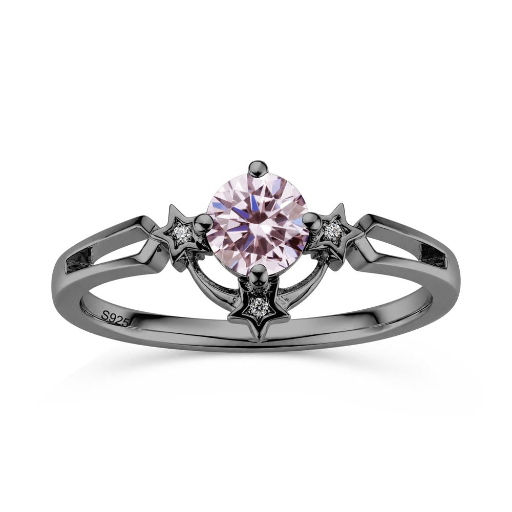 Round Cut Pink Sapphire Star Proposal Ring - LUO Jewelry #gemstone_Pink Cubic Zirconia