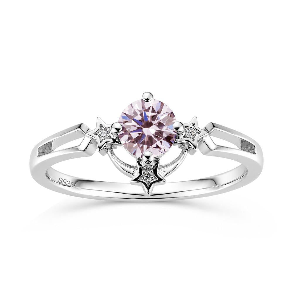 Round Cut Pink Sapphire Star Proposal Ring - LUO Jewelry #gemstone_Pink Cubic Zirconia