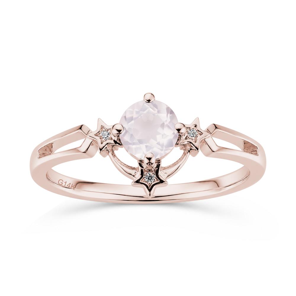 Round Cut Pink Sapphire Star Proposal Ring - LUO Jewelry #gemstone_Rose Quartz