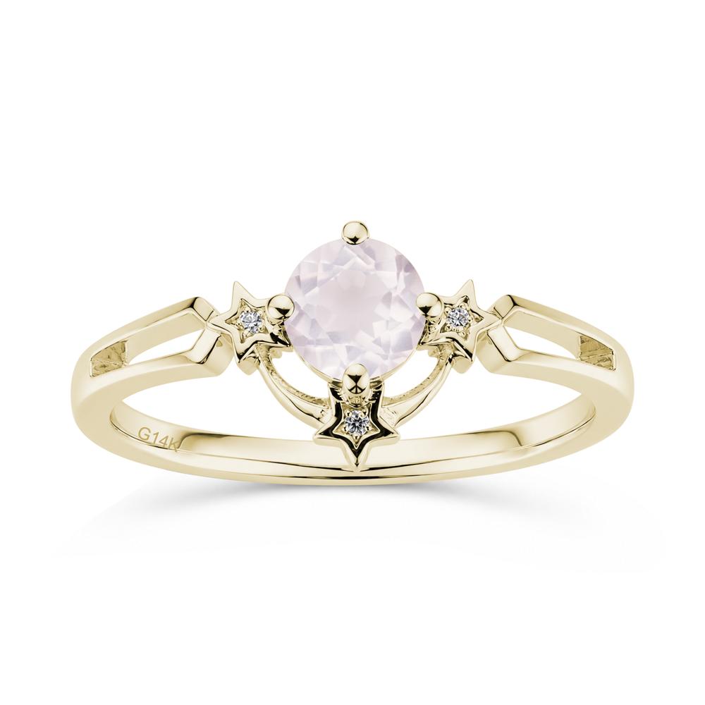 Round Cut Pink Sapphire Star Proposal Ring - LUO Jewelry #gemstone_Rose Quartz