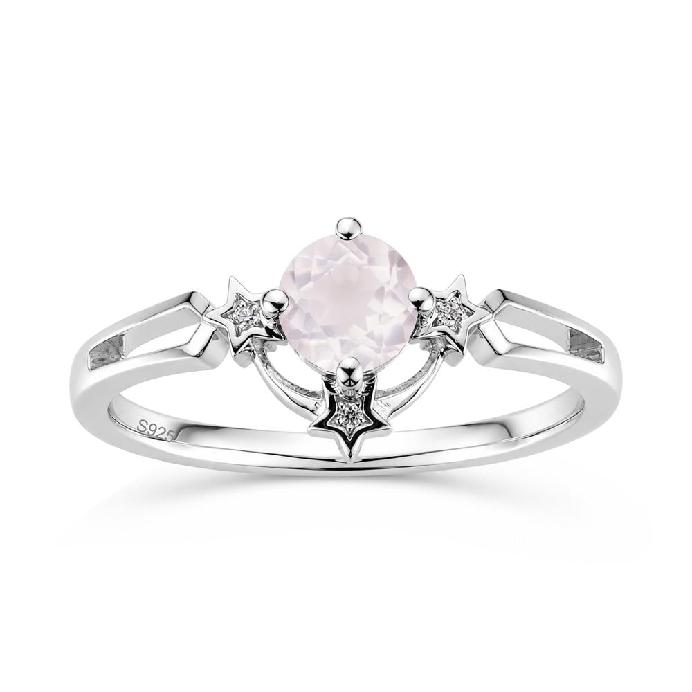 Round Cut Pink Sapphire Star Proposal Ring - LUO Jewelry #gemstone_Rose Quartz