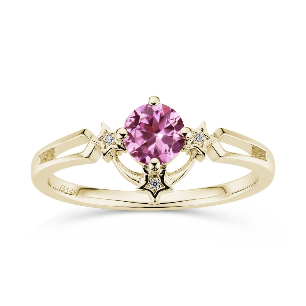 Round Cut Pink Sapphire Star Proposal Ring - LUO Jewelry #gemstone_Pink Sapphire