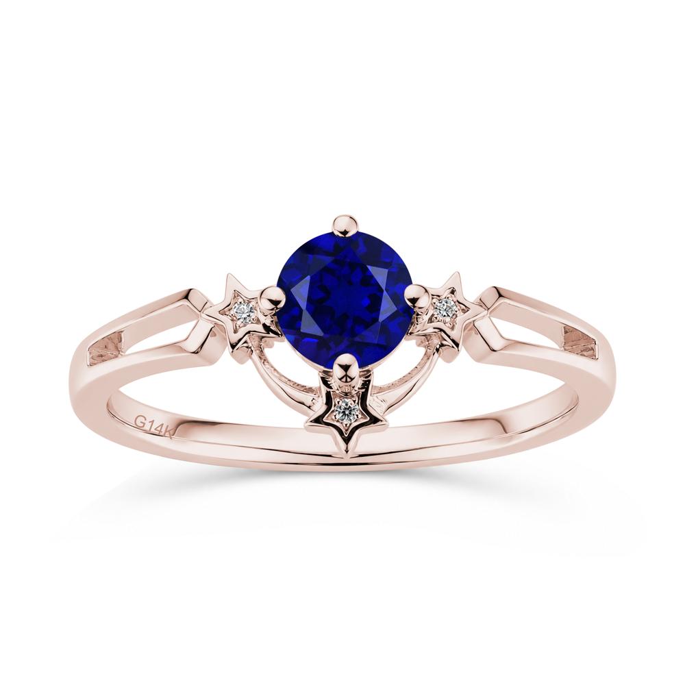 Round Cut Pink Sapphire Star Proposal Ring - LUO Jewelry #gemstone_Sapphire